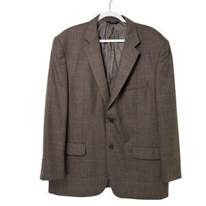 Joseph & Feiss Gold Blazer Sport Coat Mens 46R Brown Plaid Wool 2 Button Jacket